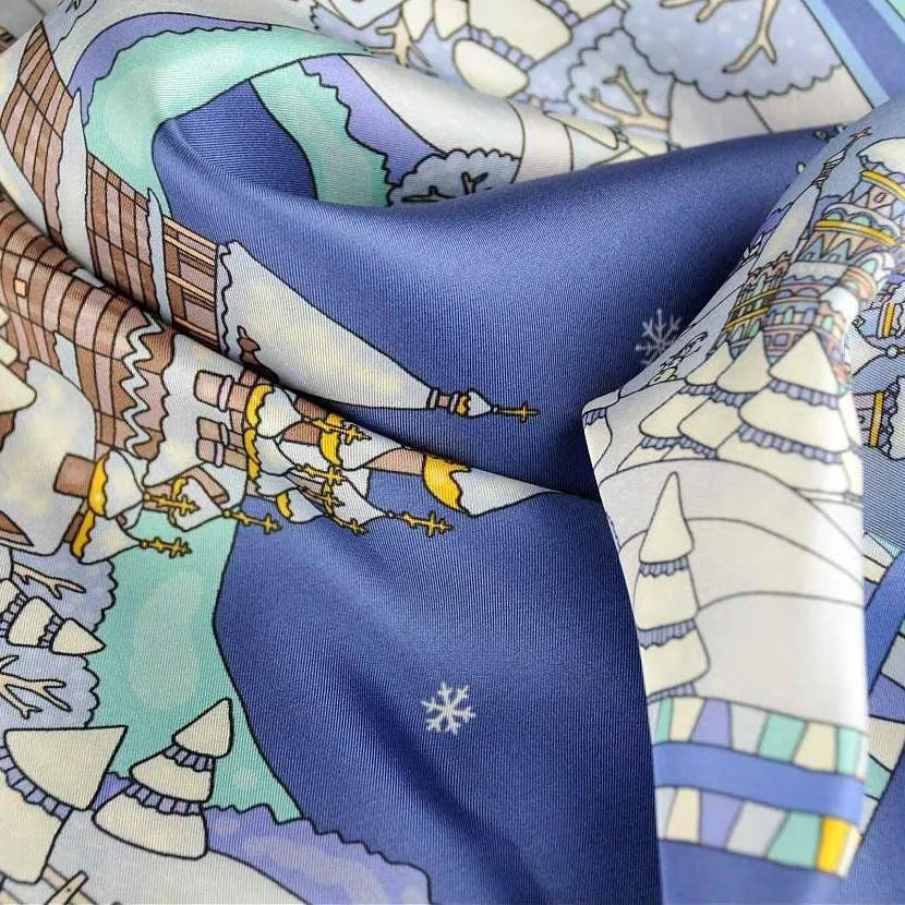 FRENCH SILK SCARF - WINTER - Night Blue - 36x36"