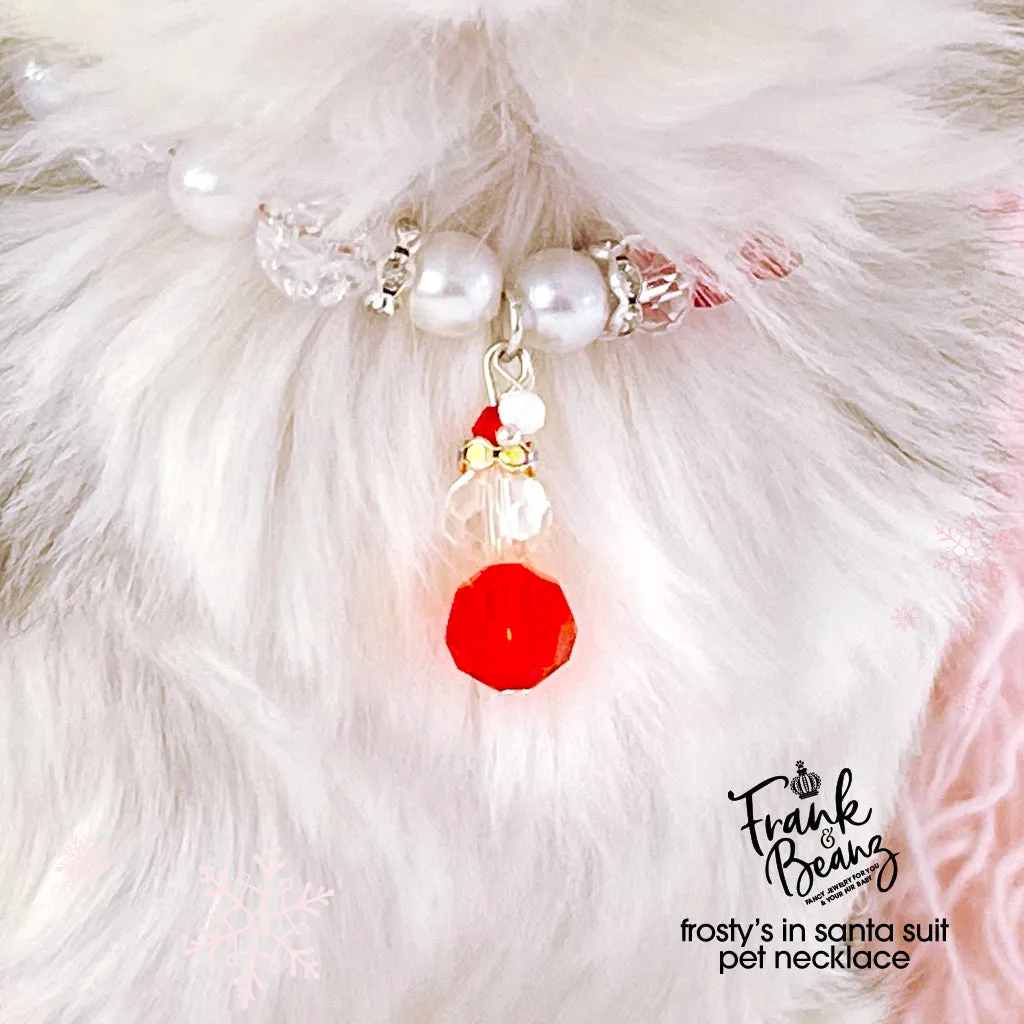 Frosty Christmas Pet Necklace for Cats Dogs Personalized Pet Jewelry