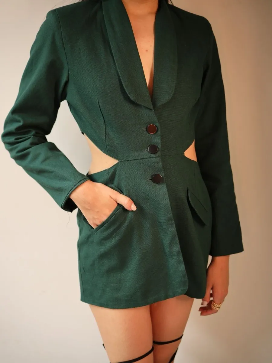 GAIA | CUTOUT BLAZER IN  GREEN | 100% ORGANIC COTTON