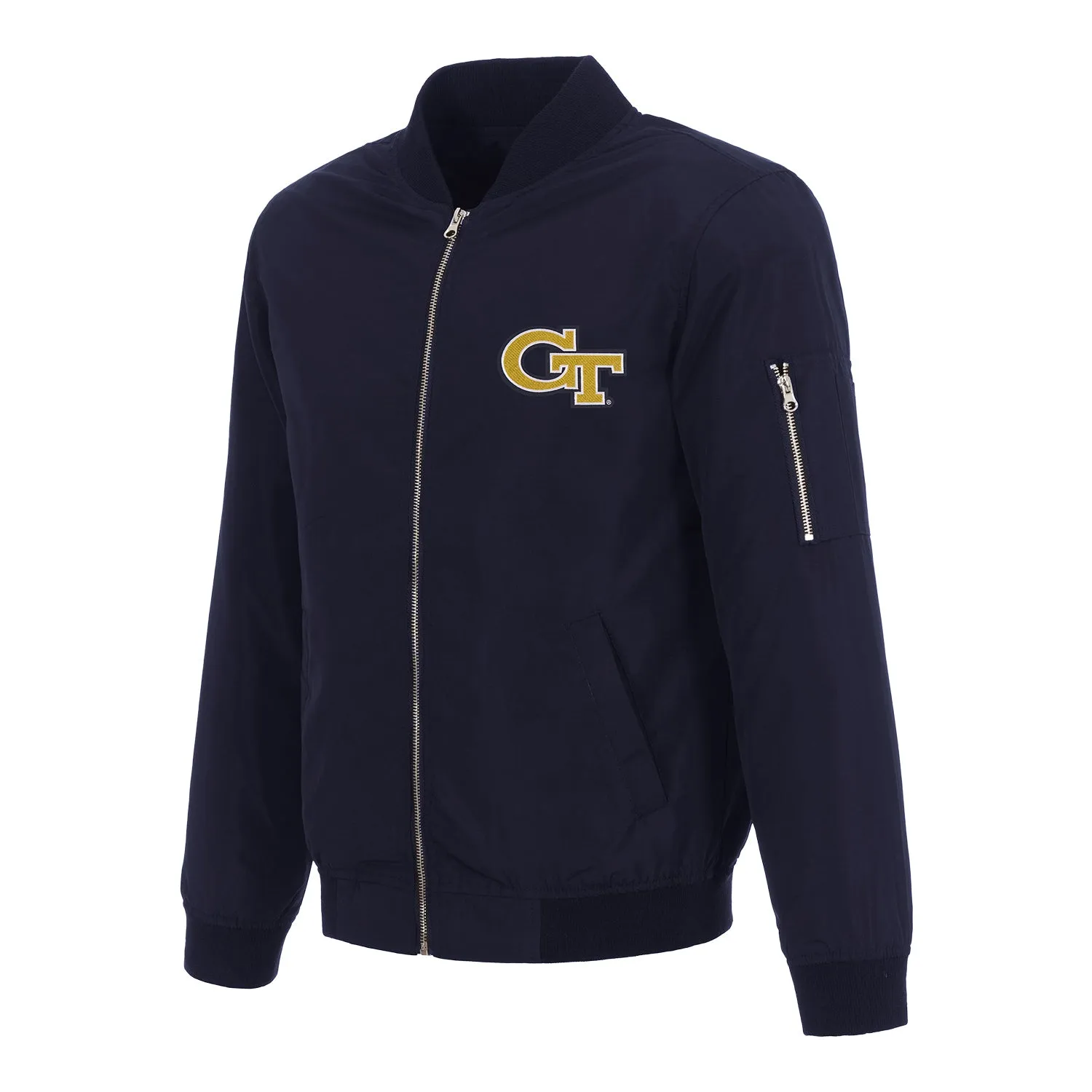 Georgia Tech Yellow Jackets Nylon Zip Navy Bomber Jacket