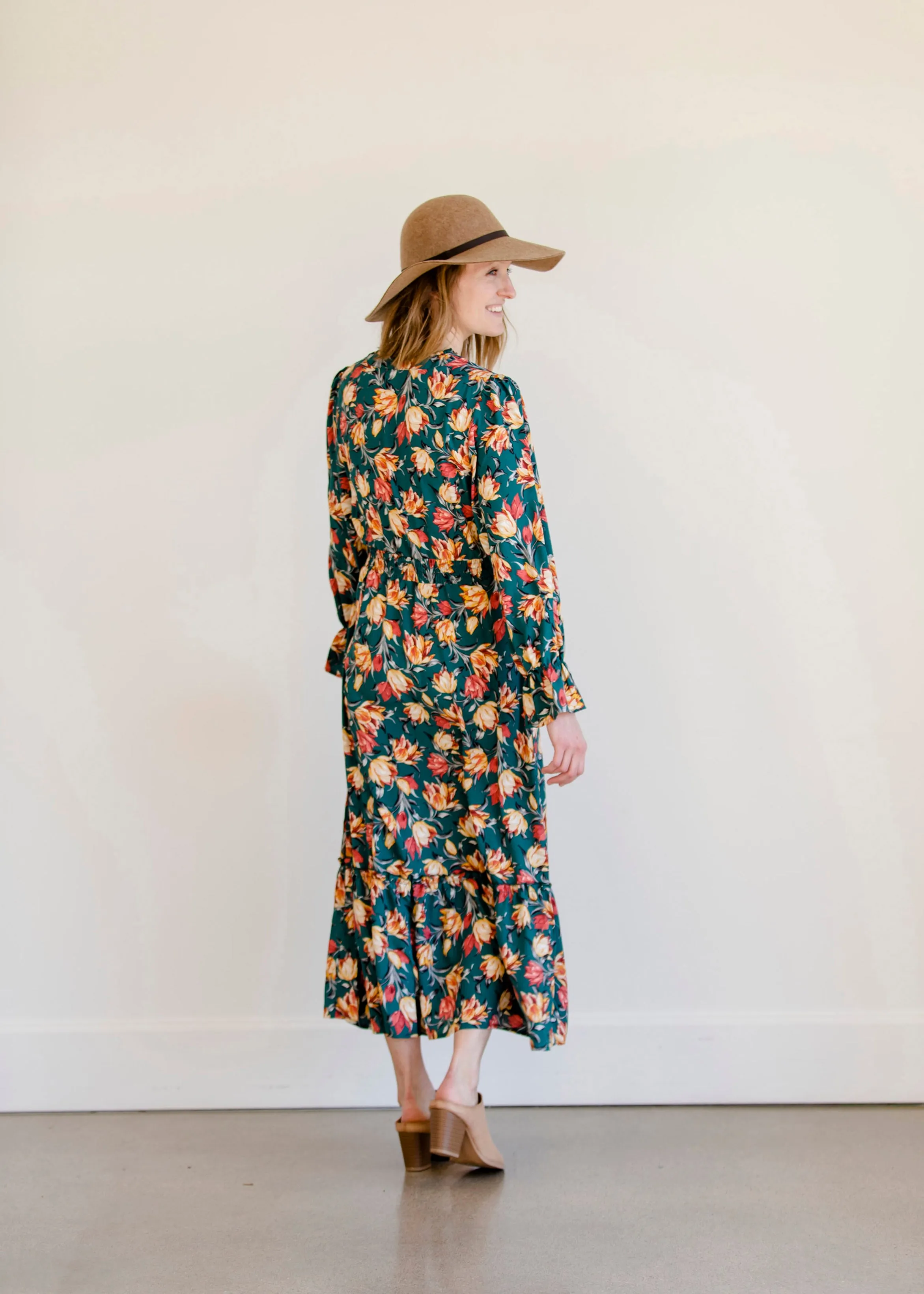 Green Floral Vintage Tiered Dress - FINAL SALE