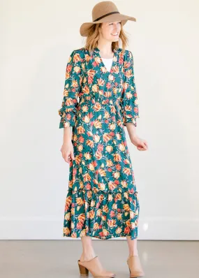 Green Floral Vintage Tiered Dress - FINAL SALE