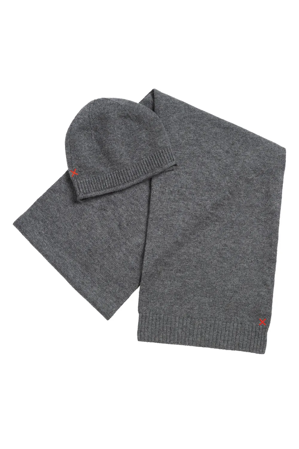 Grey Wool-Cashmere Accessories Set