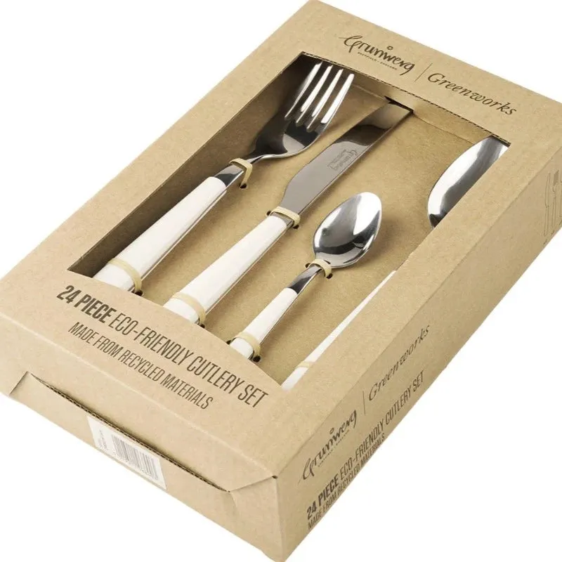 Grunwerg Greenwork Cutlery Set Sepia White (24 Piece)