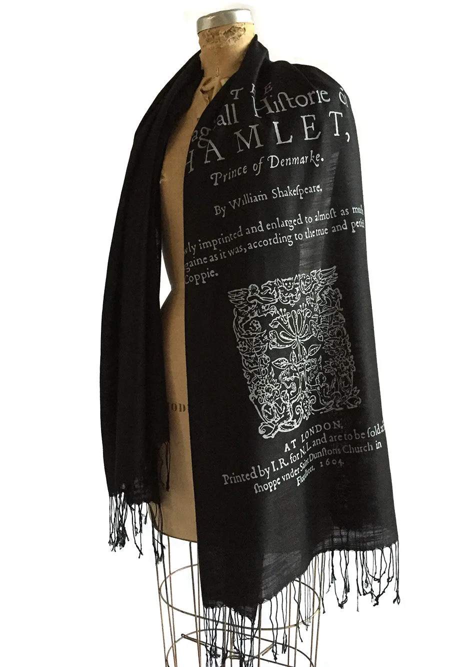 Hamlet Book Scarf. Shakespeare linen-weave pashmina