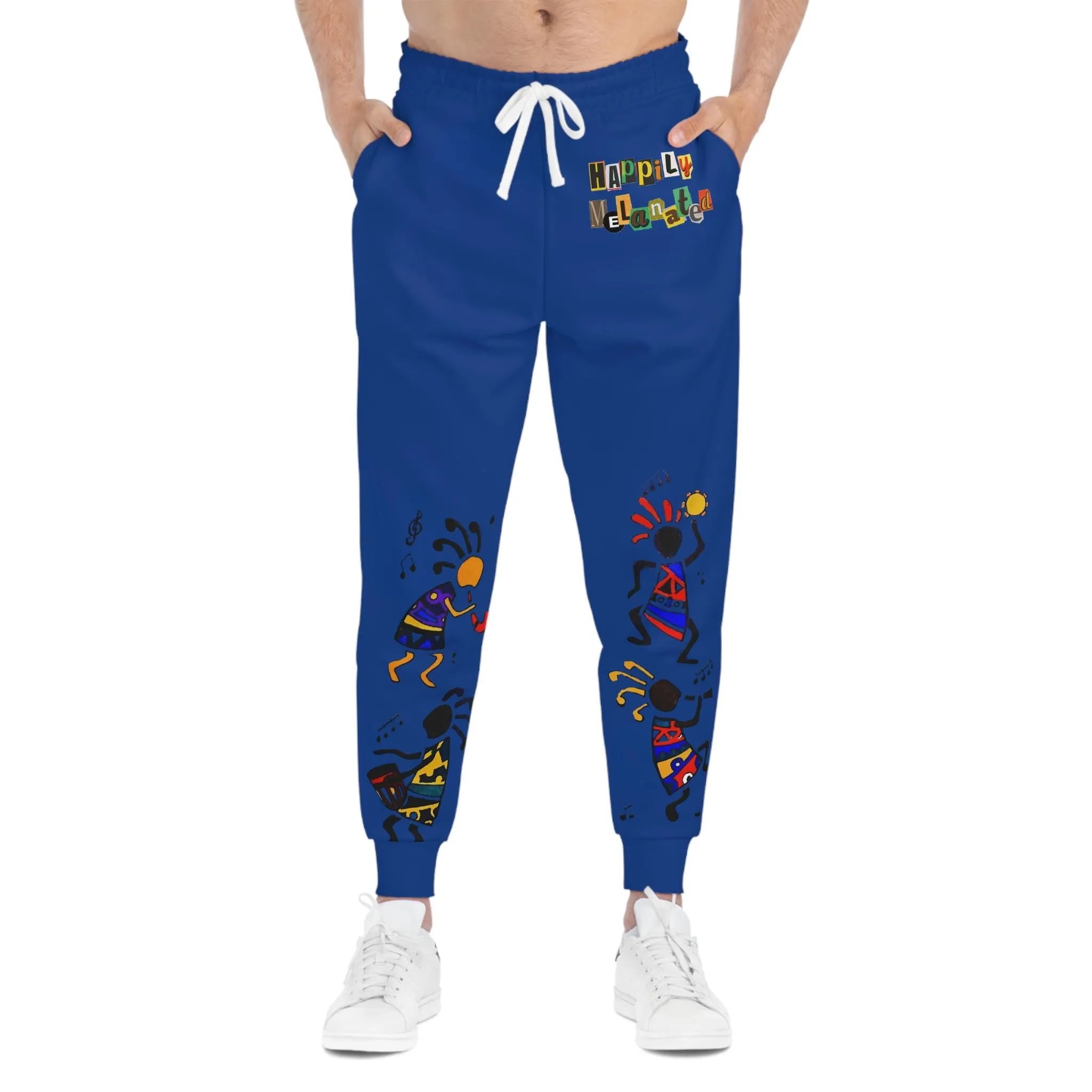 Handcrafted Afro Music Cartoon Art Athletic Joggers, Unisex Sweatpants