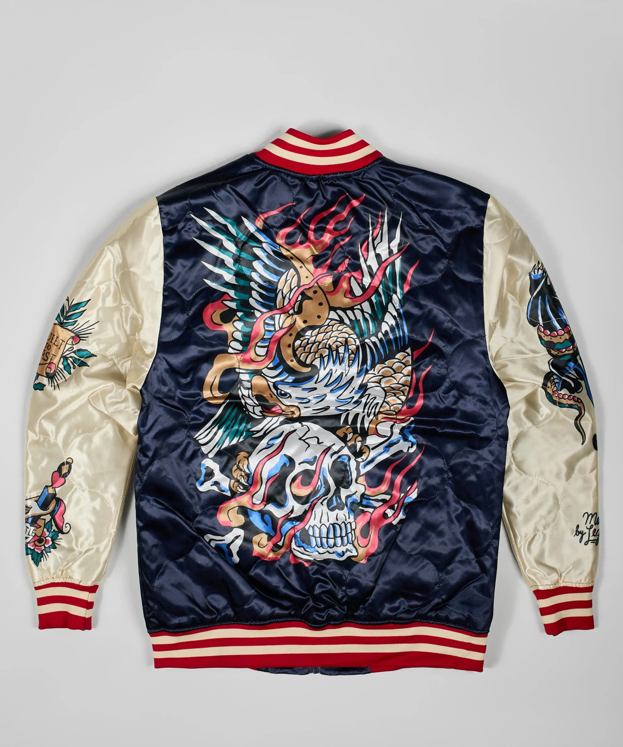 Iconic Satin Bomber Jacket - Navy