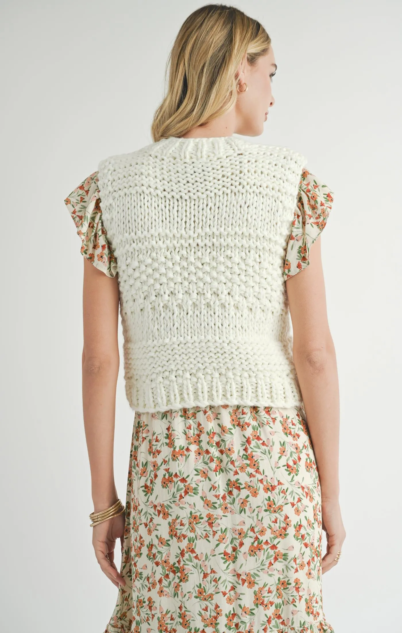 Isla Chunky Knit Sweater Vest - Ivory