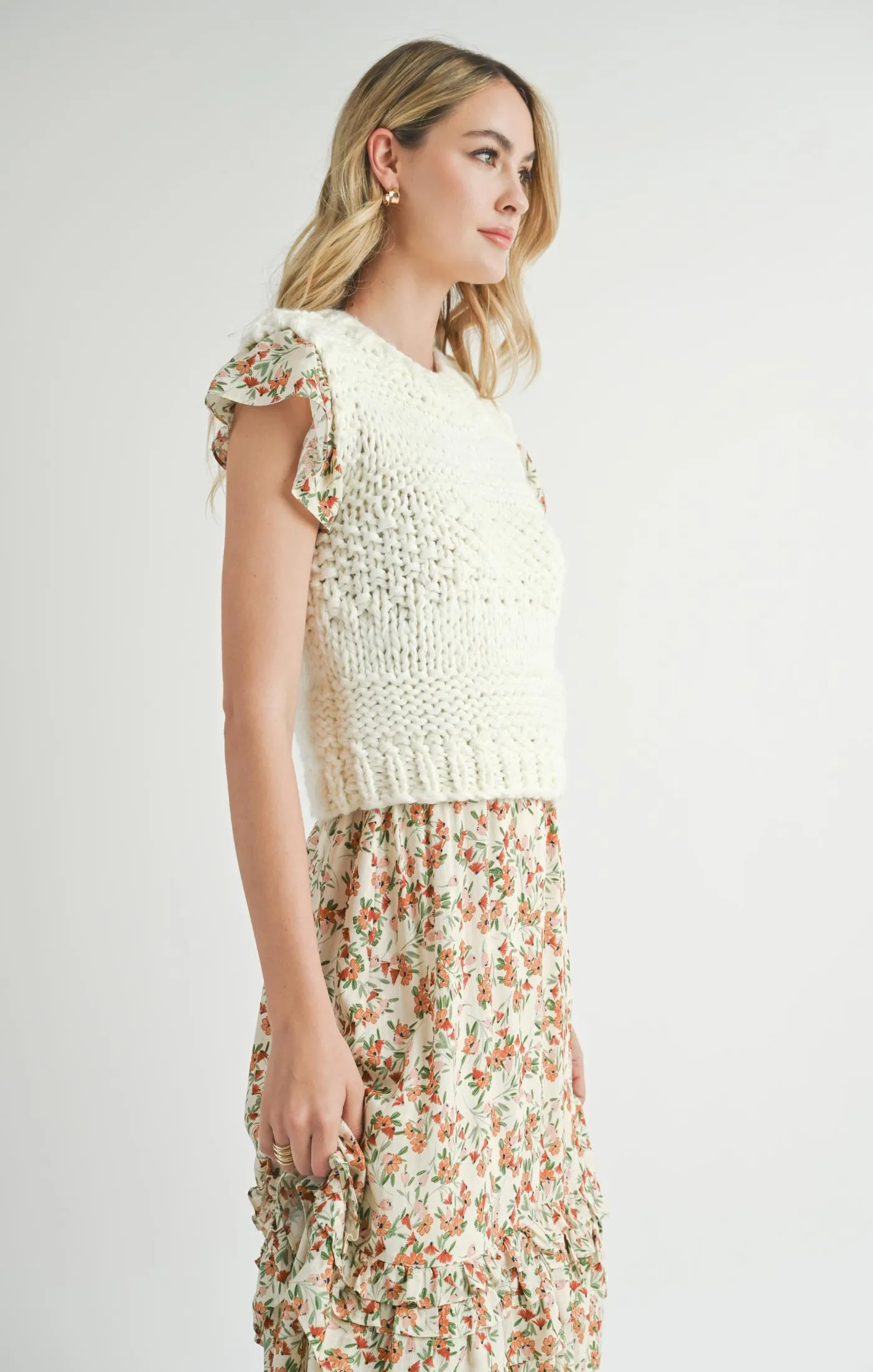 Isla Chunky Knit Sweater Vest - Ivory