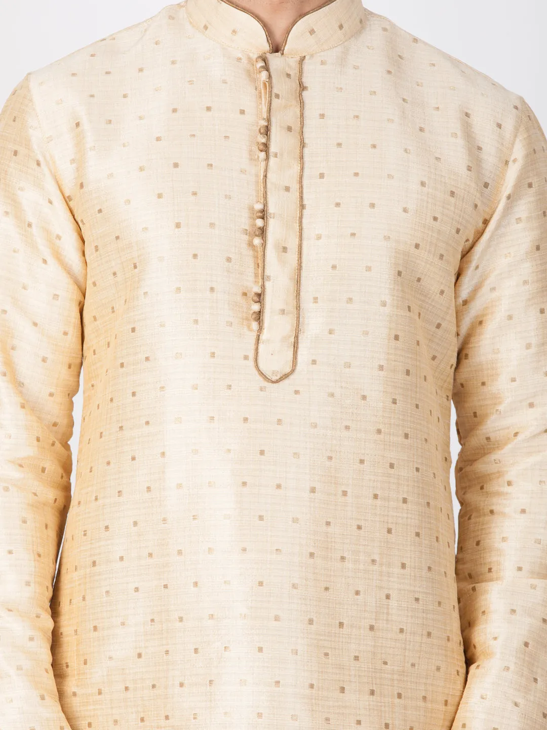 Jashvi Silk Blend Gold and Rose Gold Baap Beta Kurta Pyjama set