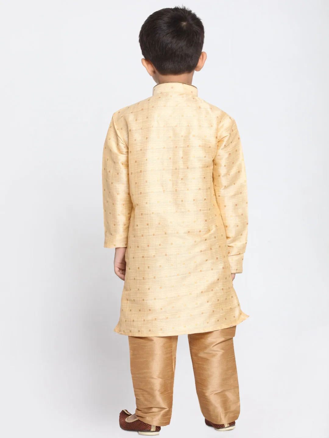 Jashvi Silk Blend Gold and Rose Gold Baap Beta Kurta Pyjama set