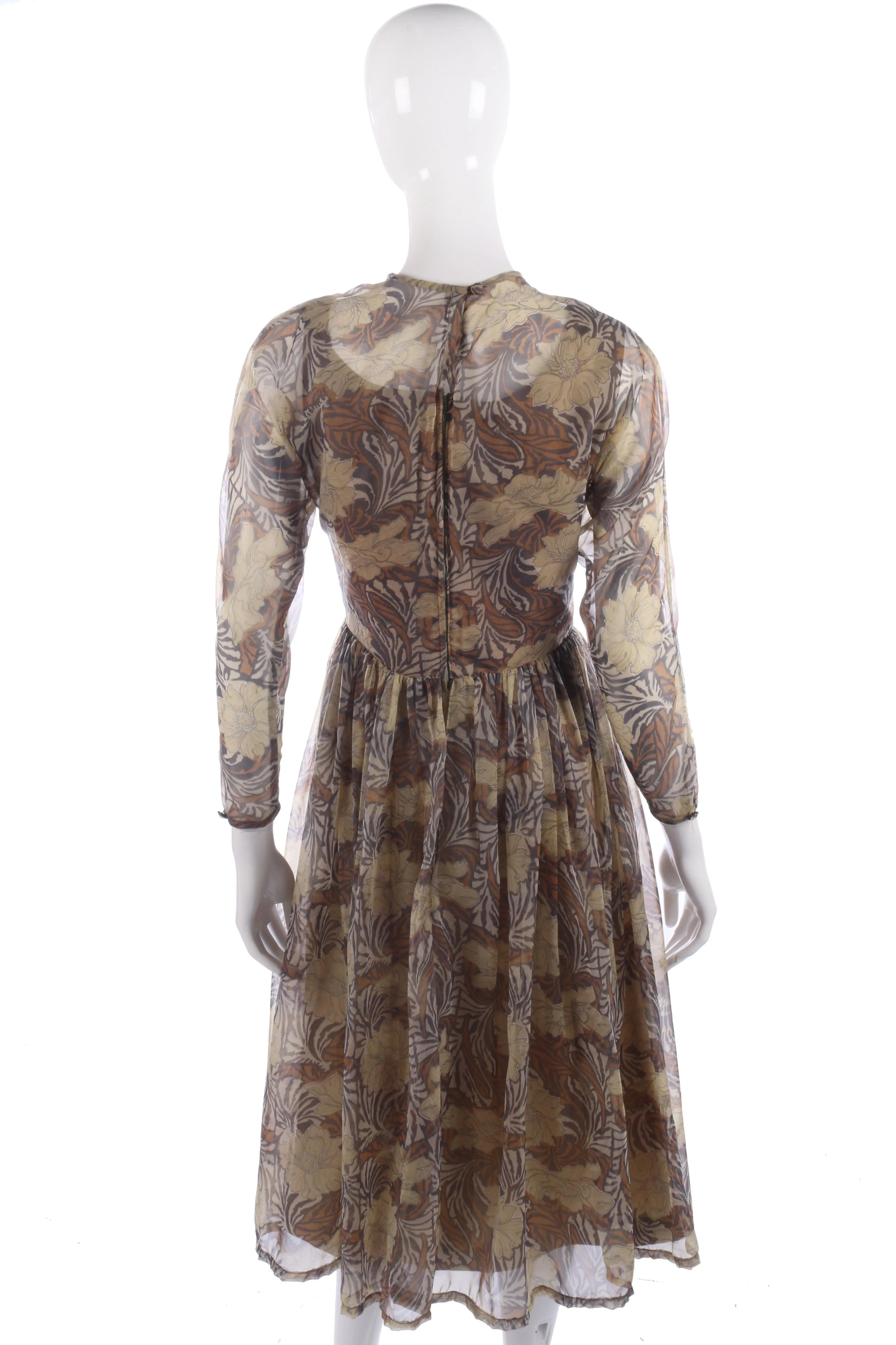 Jean Allen brown chiffon floral dress size 10/12