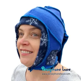 Katwise inspired blue felted 100% cashmere pixie jester hat-1522