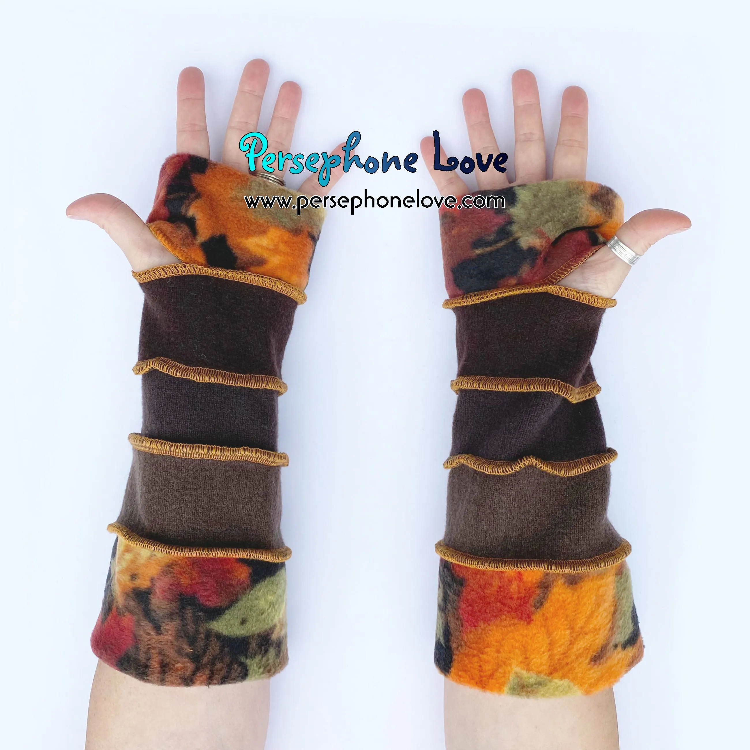 Katwise inspired needle-felted 100% cashmere upcycled sweater arm warmers -1735