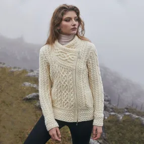 Ladies White Irish Aran Jacket