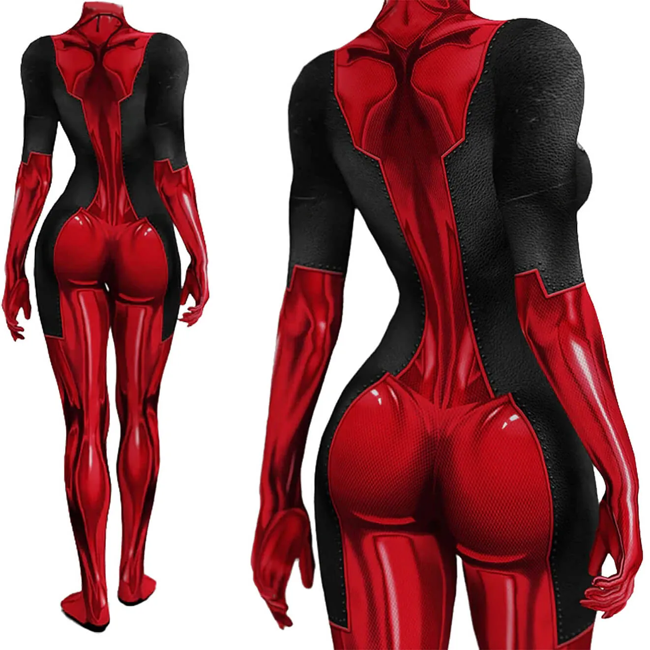 Lady Deadpool Red Jumpsuit Halloween Cosplay Costume Marvel Superheroe Kids Adult