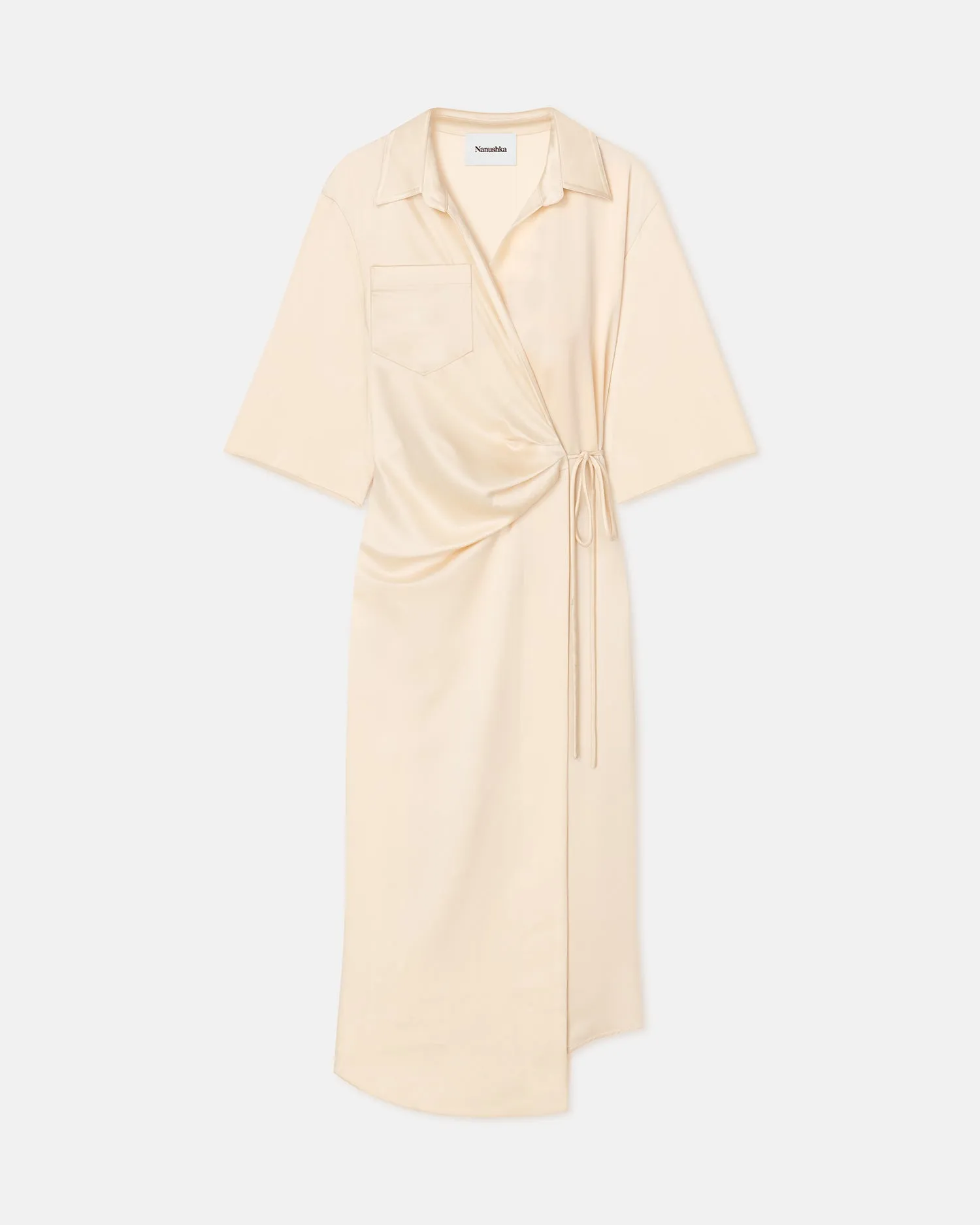 Lais - Draped Front Shirt Dress - Creme