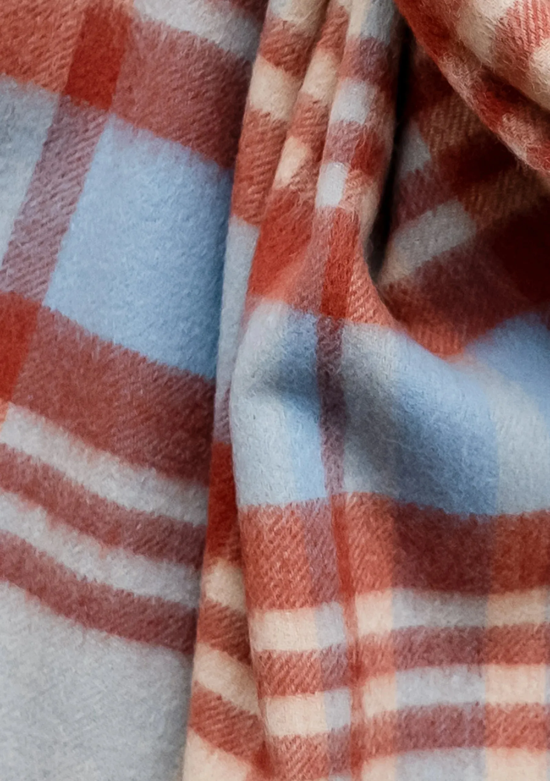 Lambswool  Blanket Scarf - Blue Tartan Check