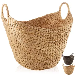 Large Water Hyacinth Boat Basket with Handles