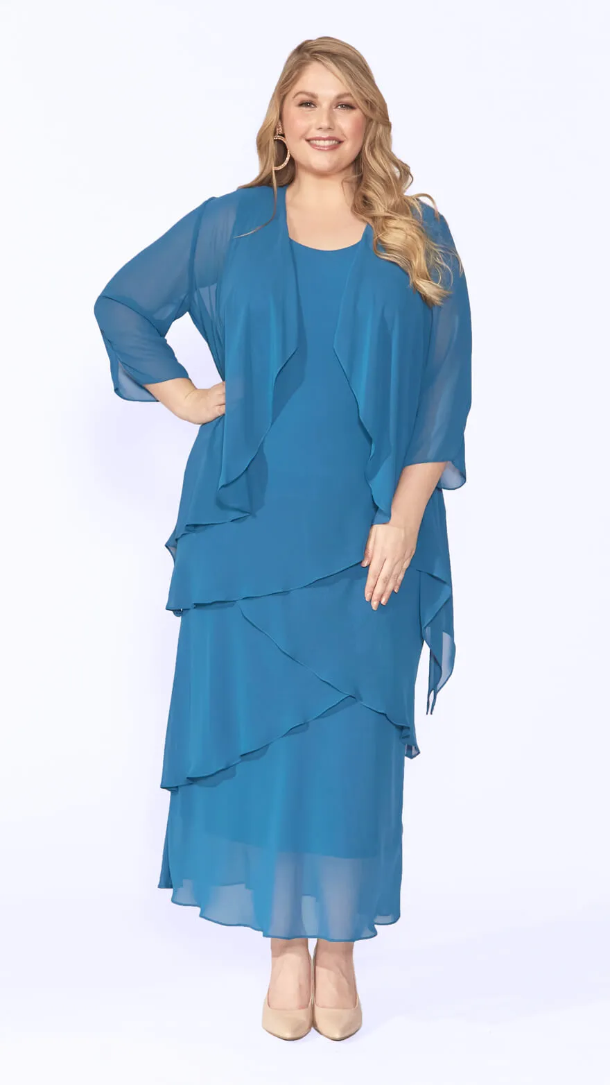 Layla Jones Layered Chiffon Dress (many Colours)