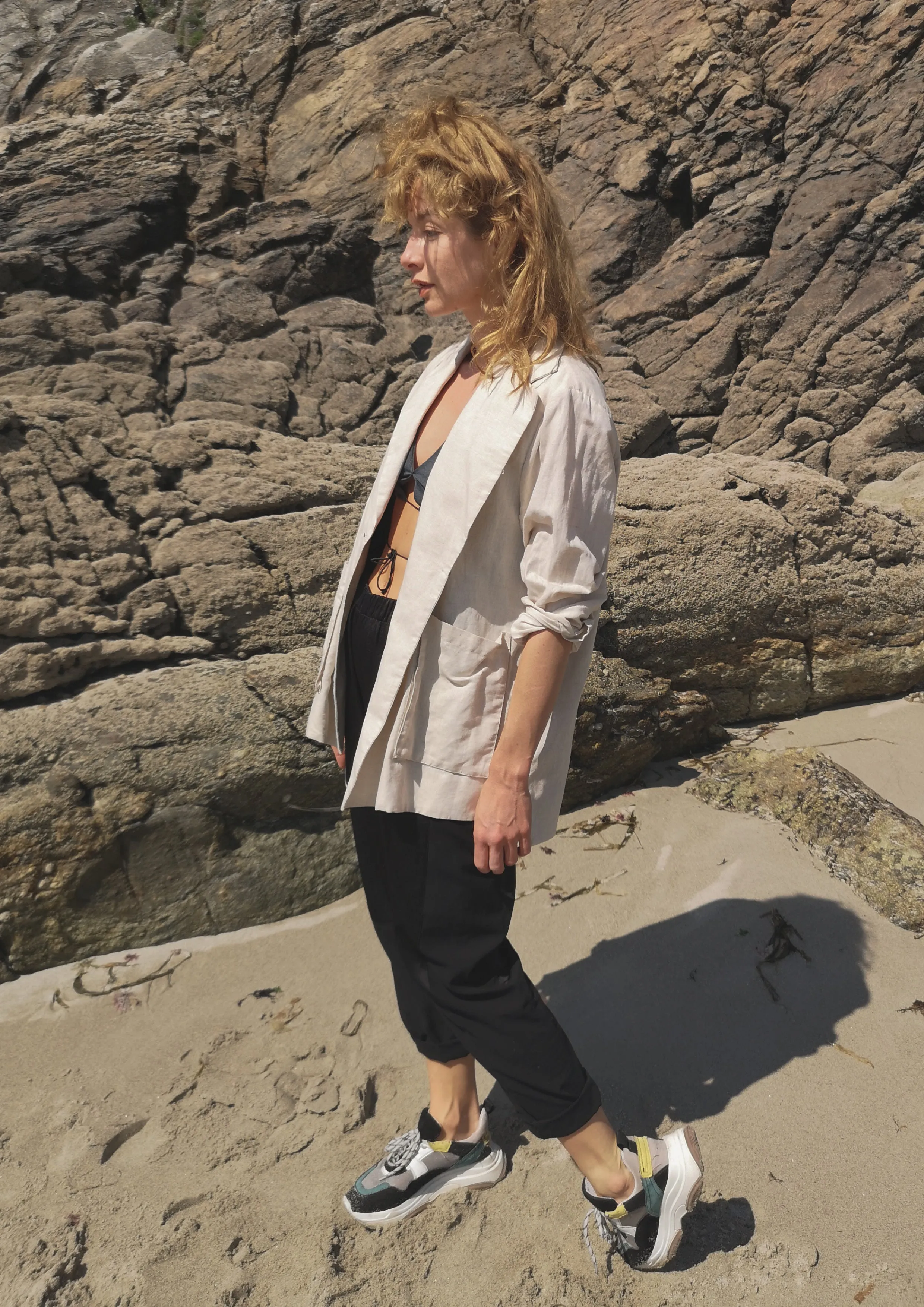 LIGHT SUMMER JACKET/BLAZER - NATURAL LINEN whithe