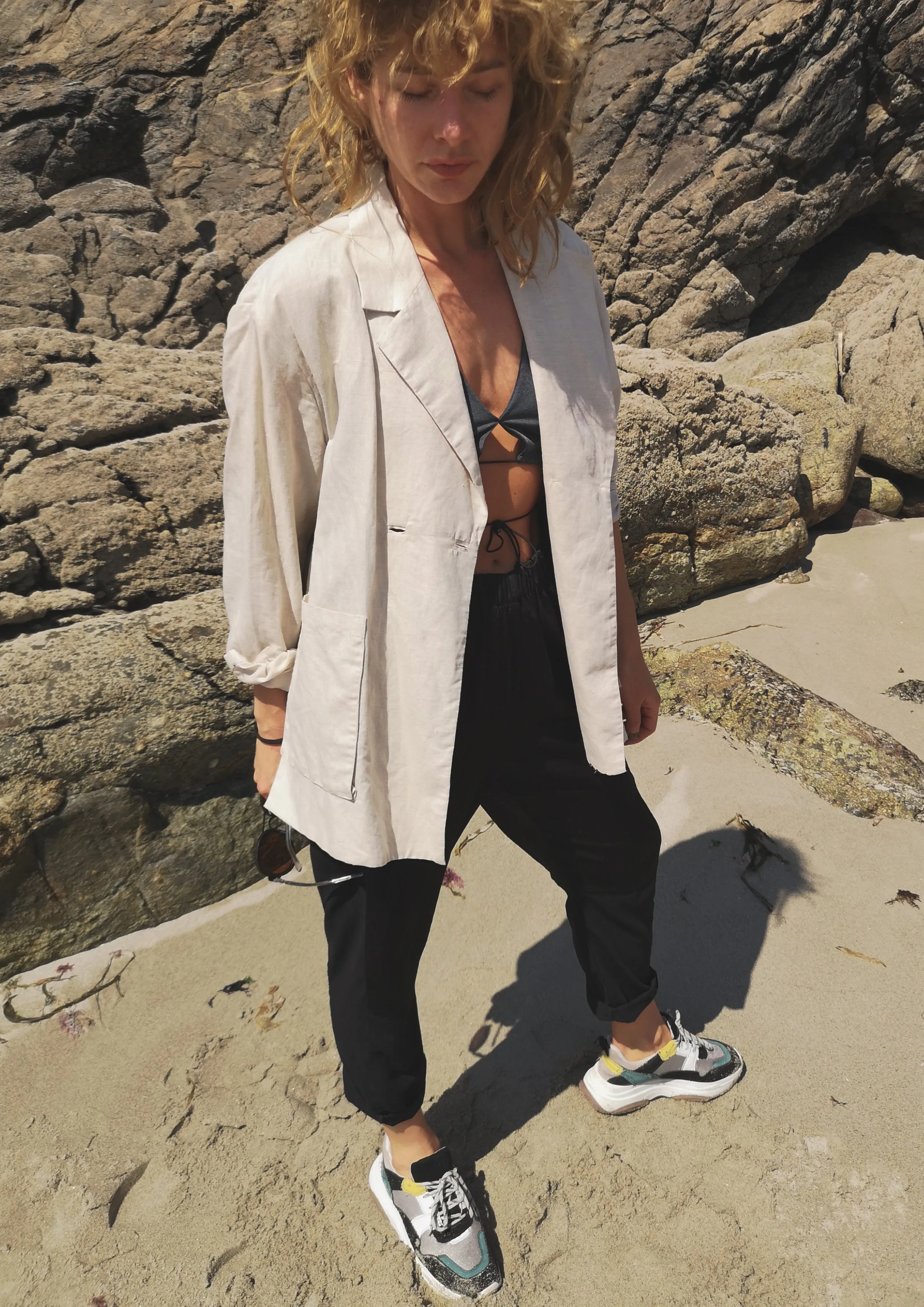 LIGHT SUMMER JACKET/BLAZER - NATURAL LINEN whithe