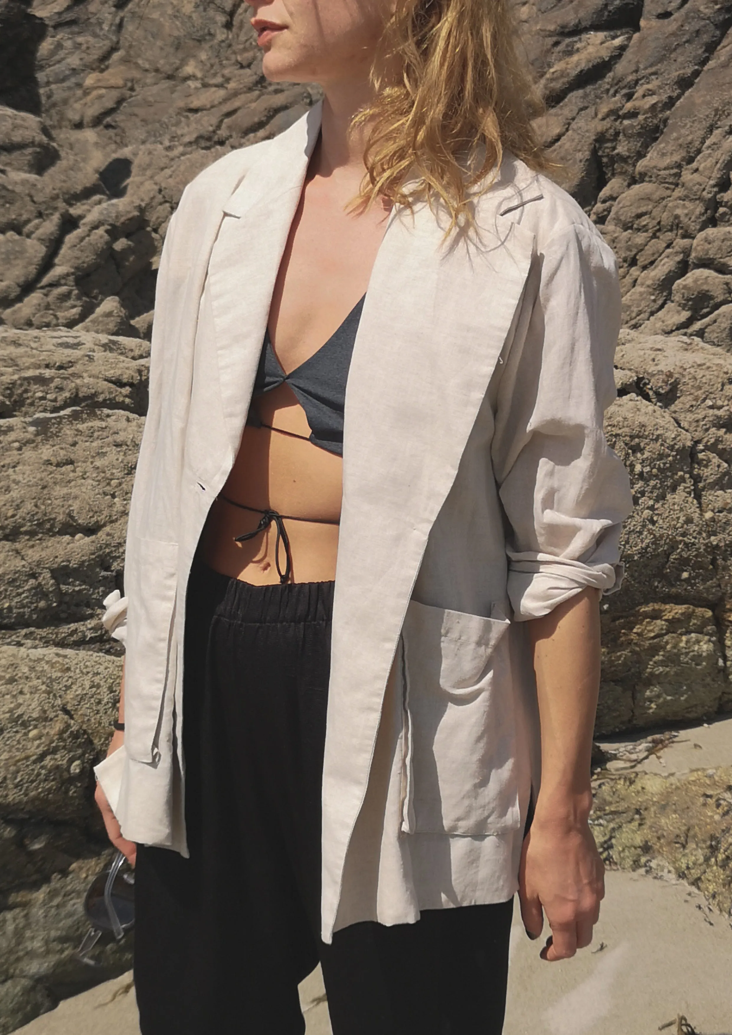 LIGHT SUMMER JACKET/BLAZER - NATURAL LINEN whithe