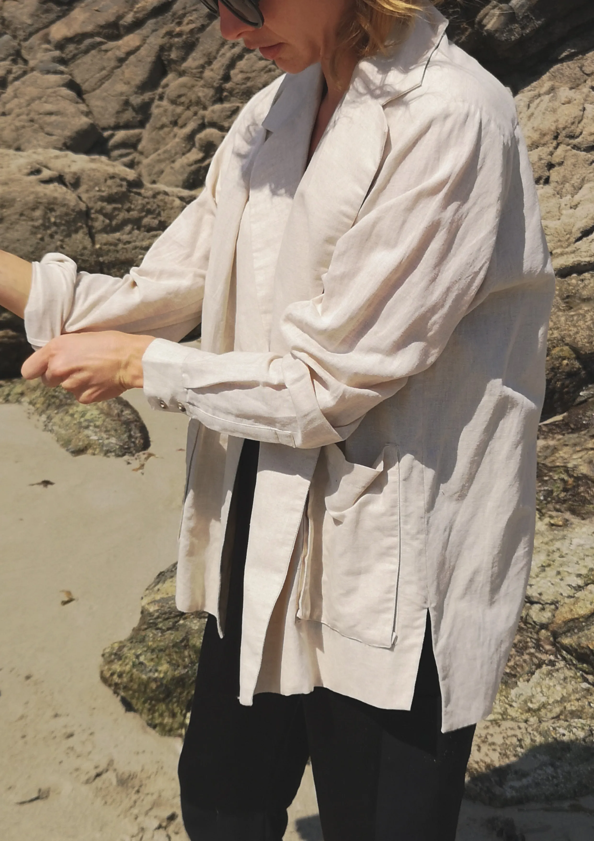 LIGHT SUMMER JACKET/BLAZER - NATURAL LINEN whithe