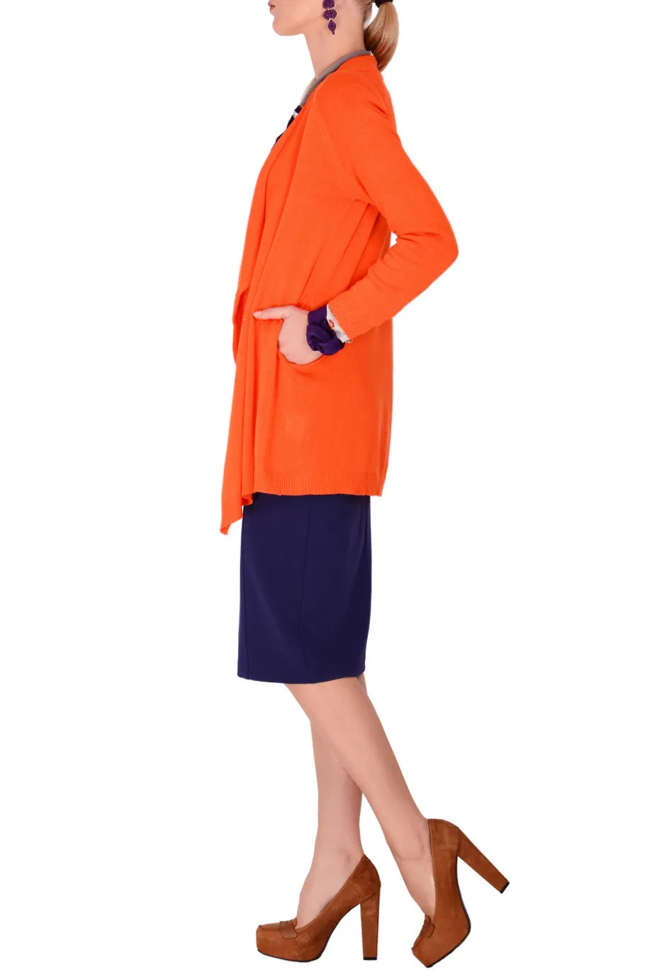 LONDON BOBBIE Orange Long Cardigan