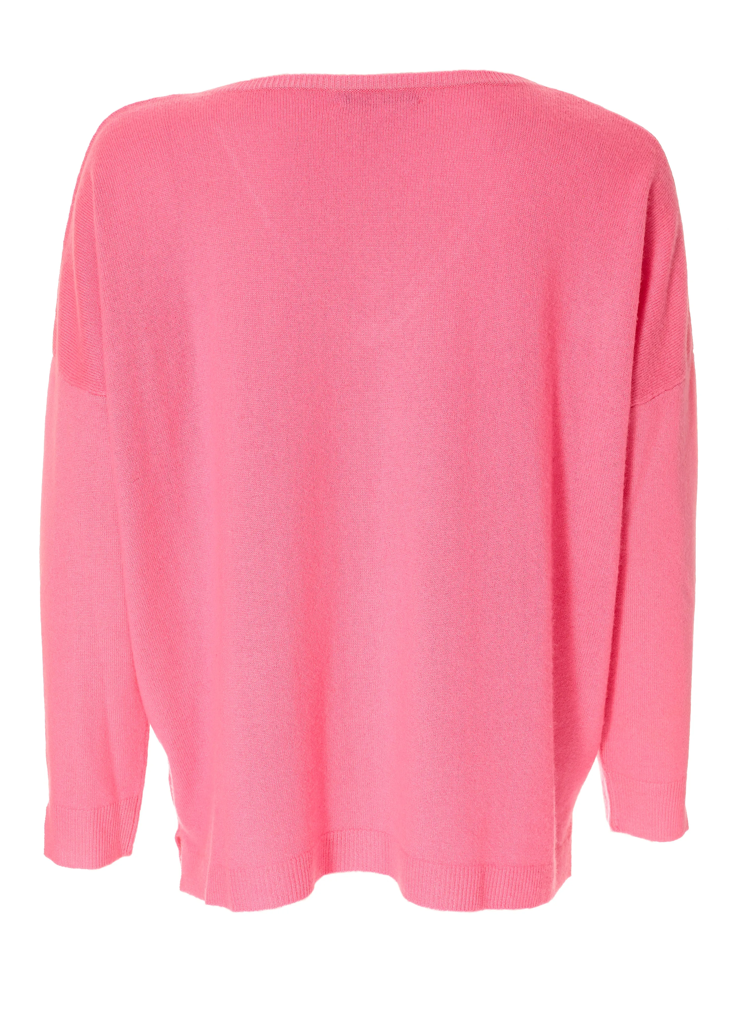 Long Pink "Moon" Cashmere V Neck Sweater