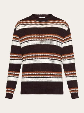 Loose handcrafted striped crew neck - GOTS/Vegan - Multi color stripe