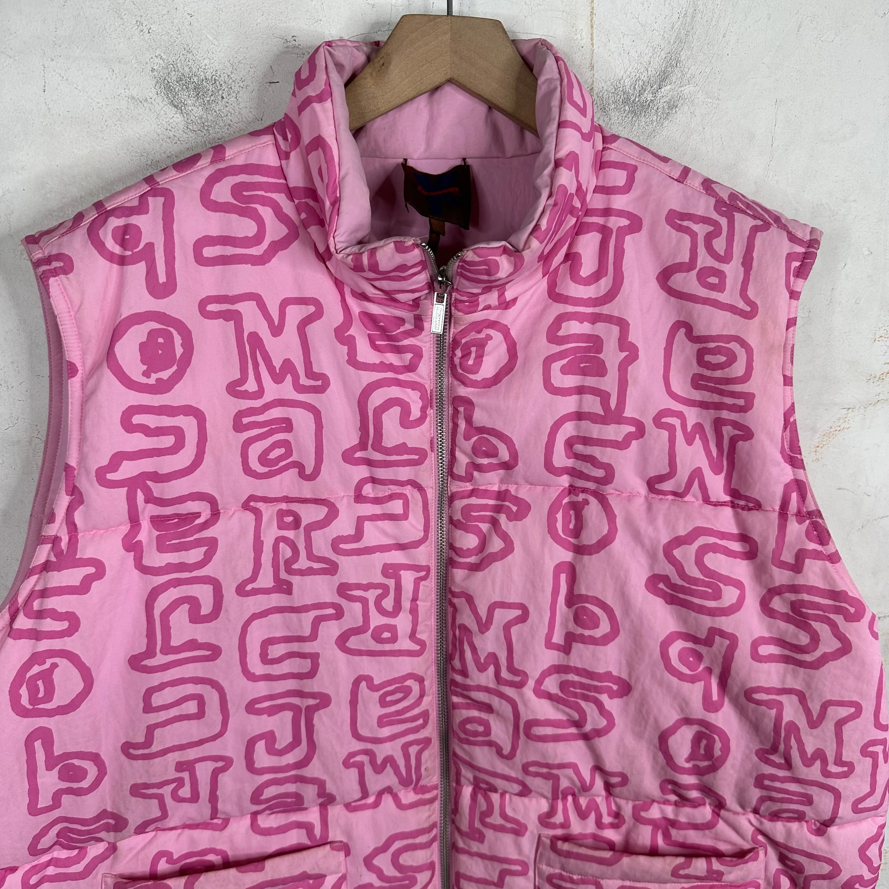 Marc Jacob’s Heaven Pink Script Puffer Vest