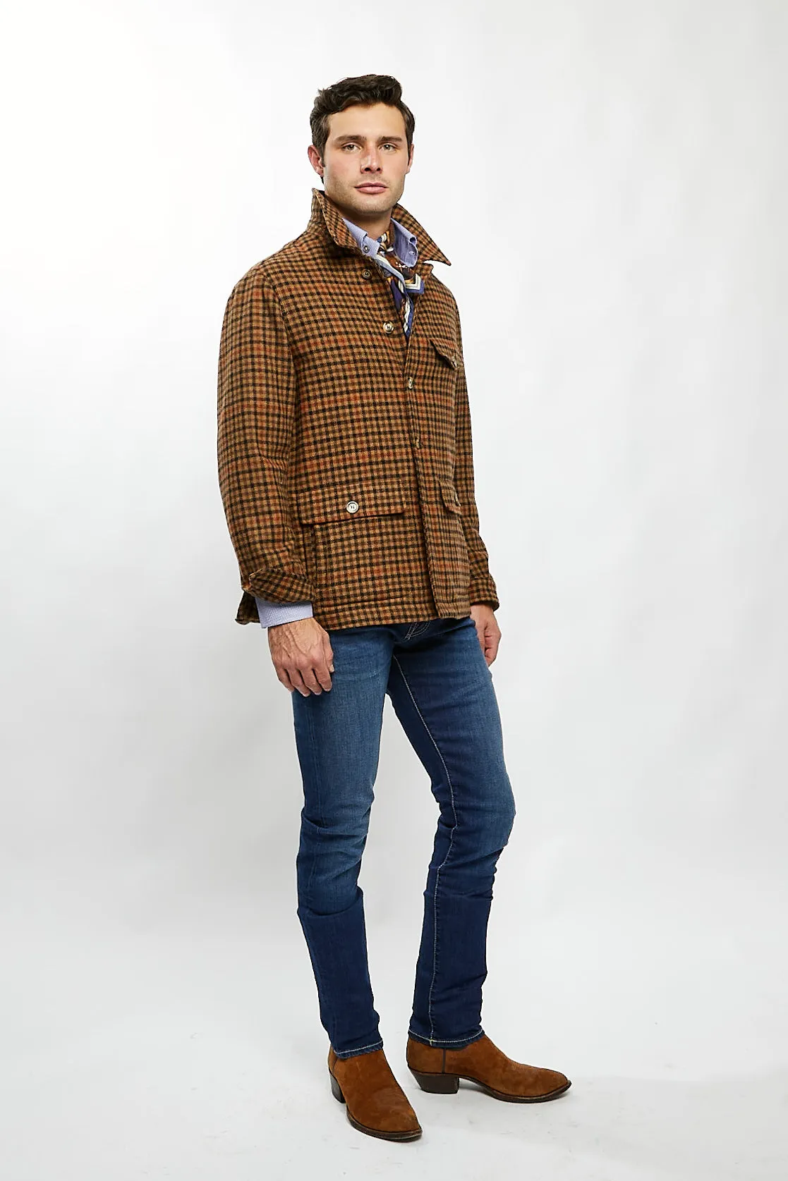 Marco Overshirt in Tan/Brown Check