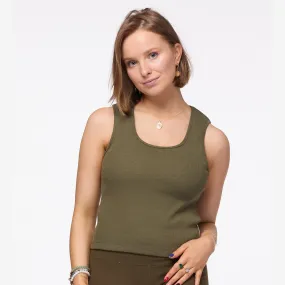 Melbourne Rib Top Tank | Khaki