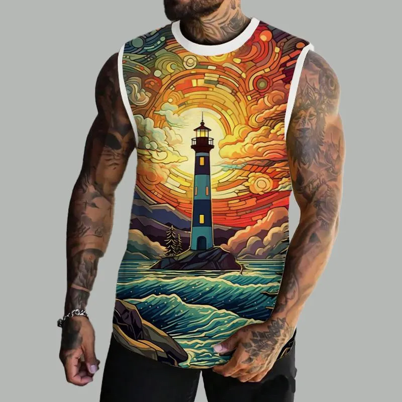 MEN'S BASIC PRINTED ROUND NECK VEST 36932264YM