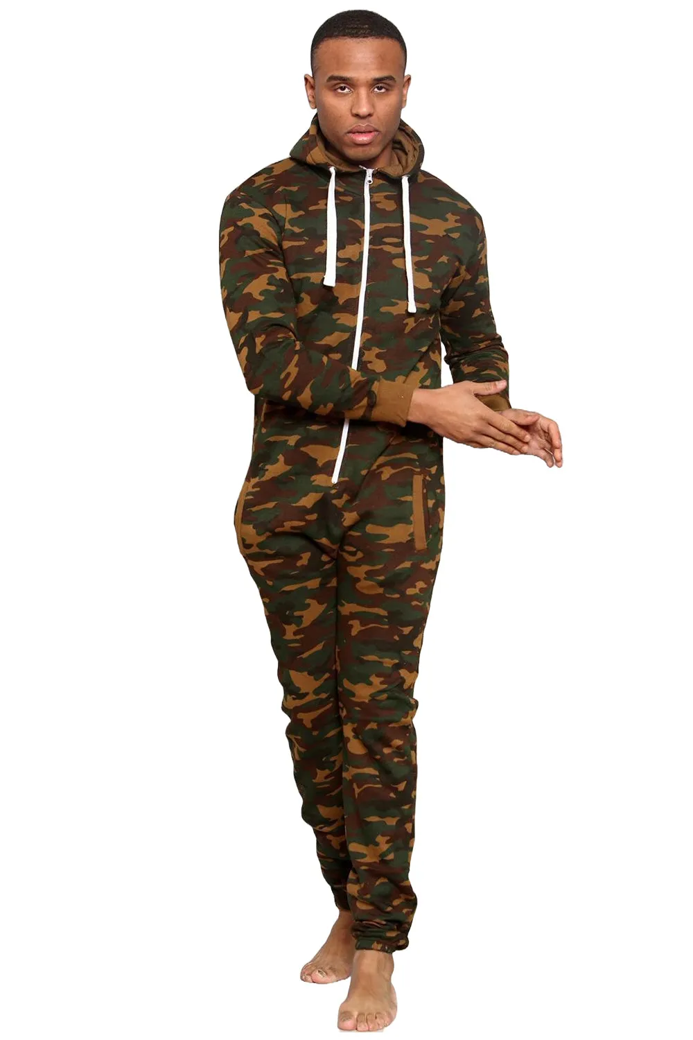 Mens Camouflage Army Printed Hooded Jumpsuit - 5/10/20 Pack