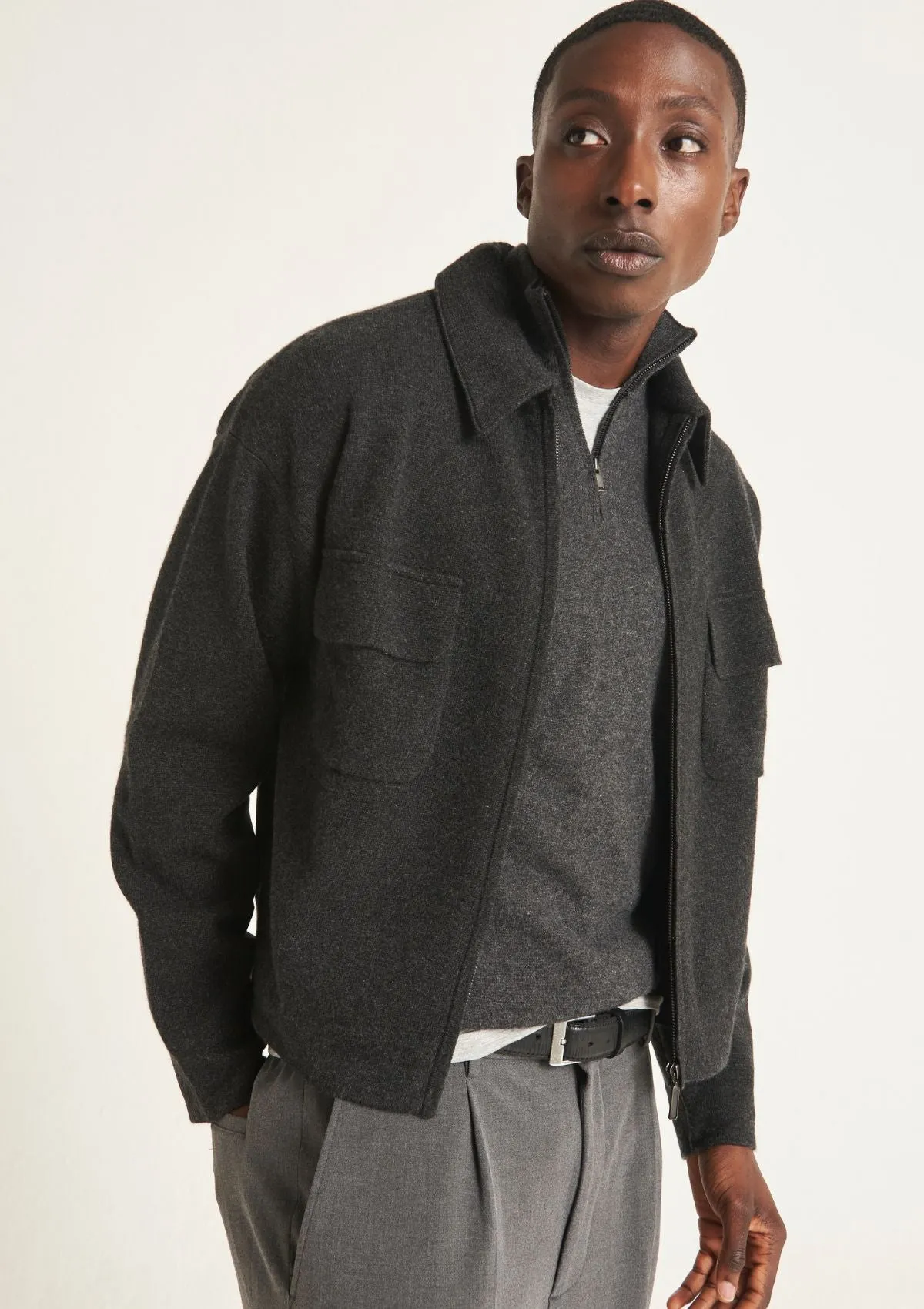 Mens Zip Jacket in Charcoal Grey