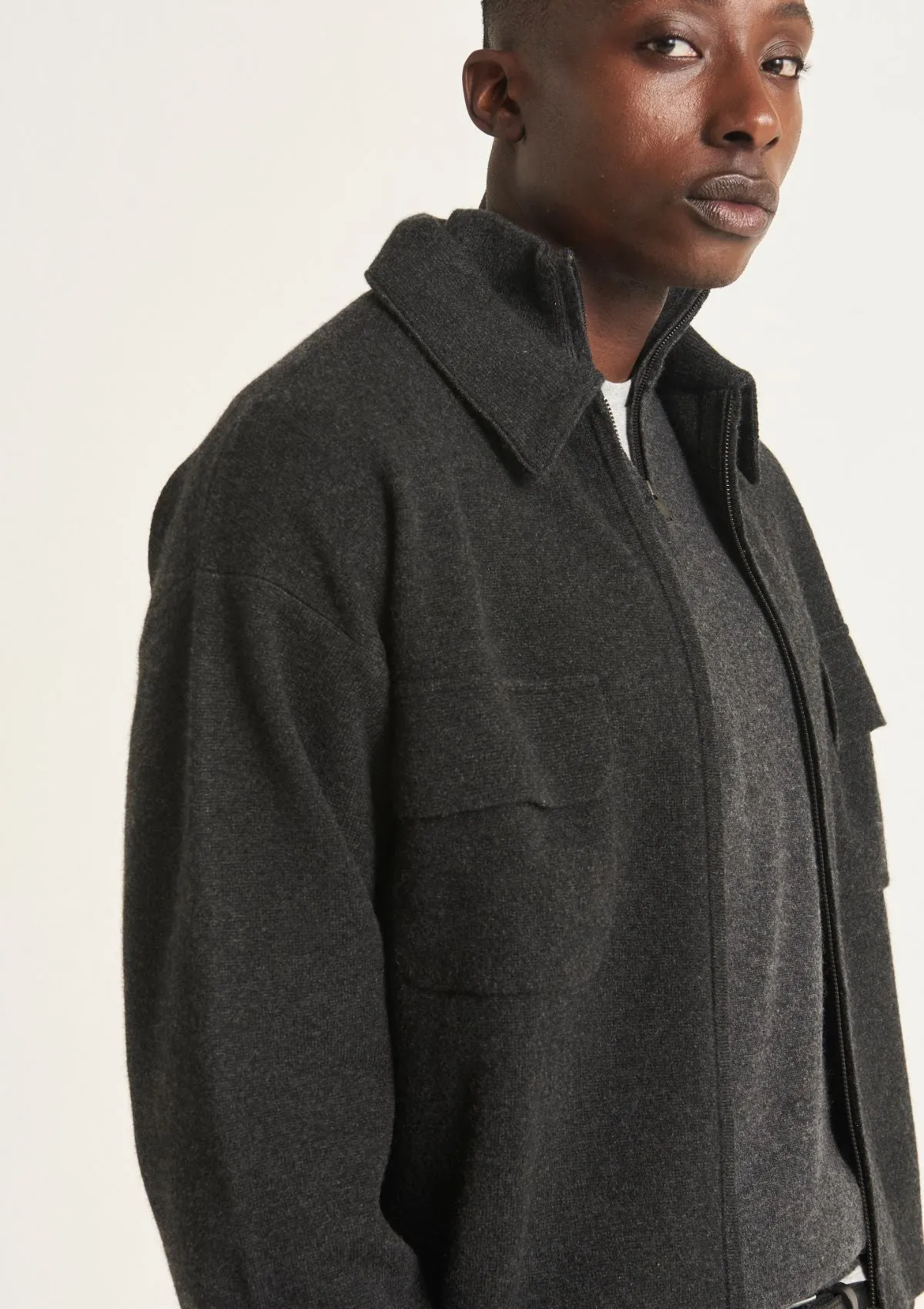 Mens Zip Jacket in Charcoal Grey