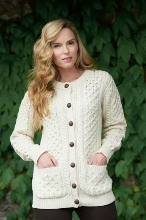 MERINO WOOL ARAN LUMBER CARDIGAN