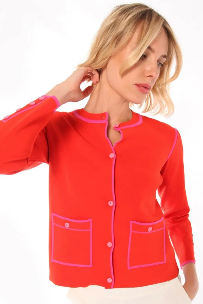 Miller Cardigan Coral Red