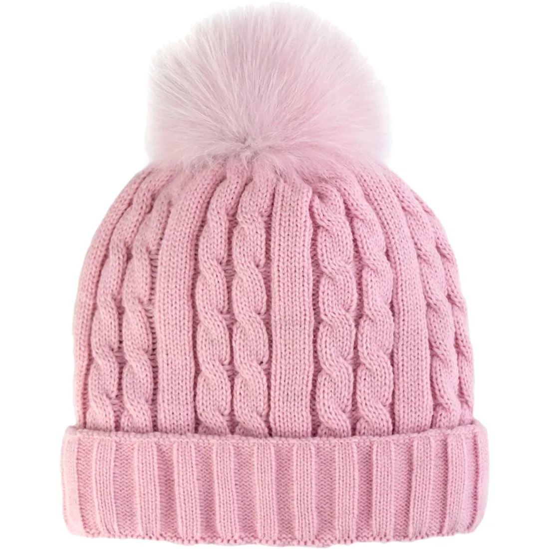 Mitchie's Matchings Fur Pom Knit Beanie - Women's