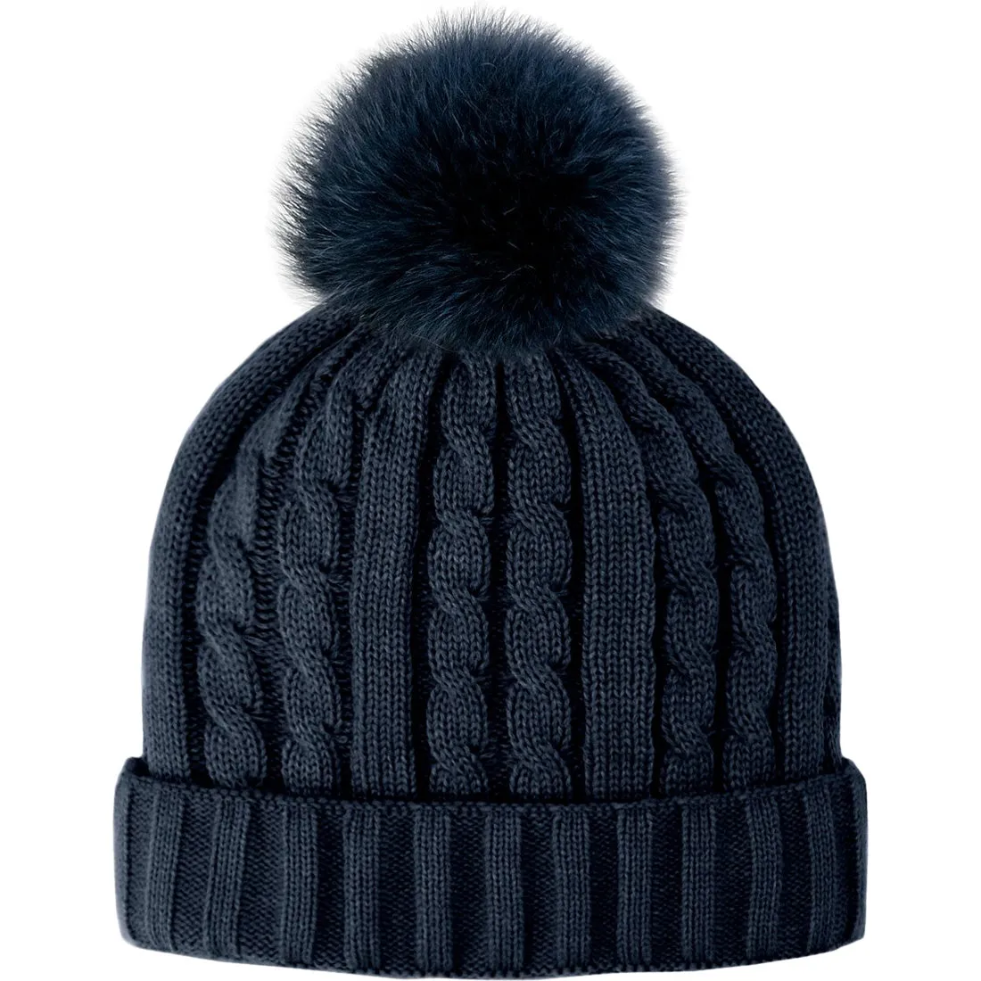 Mitchie's Matchings Fur Pom Knit Beanie - Women's