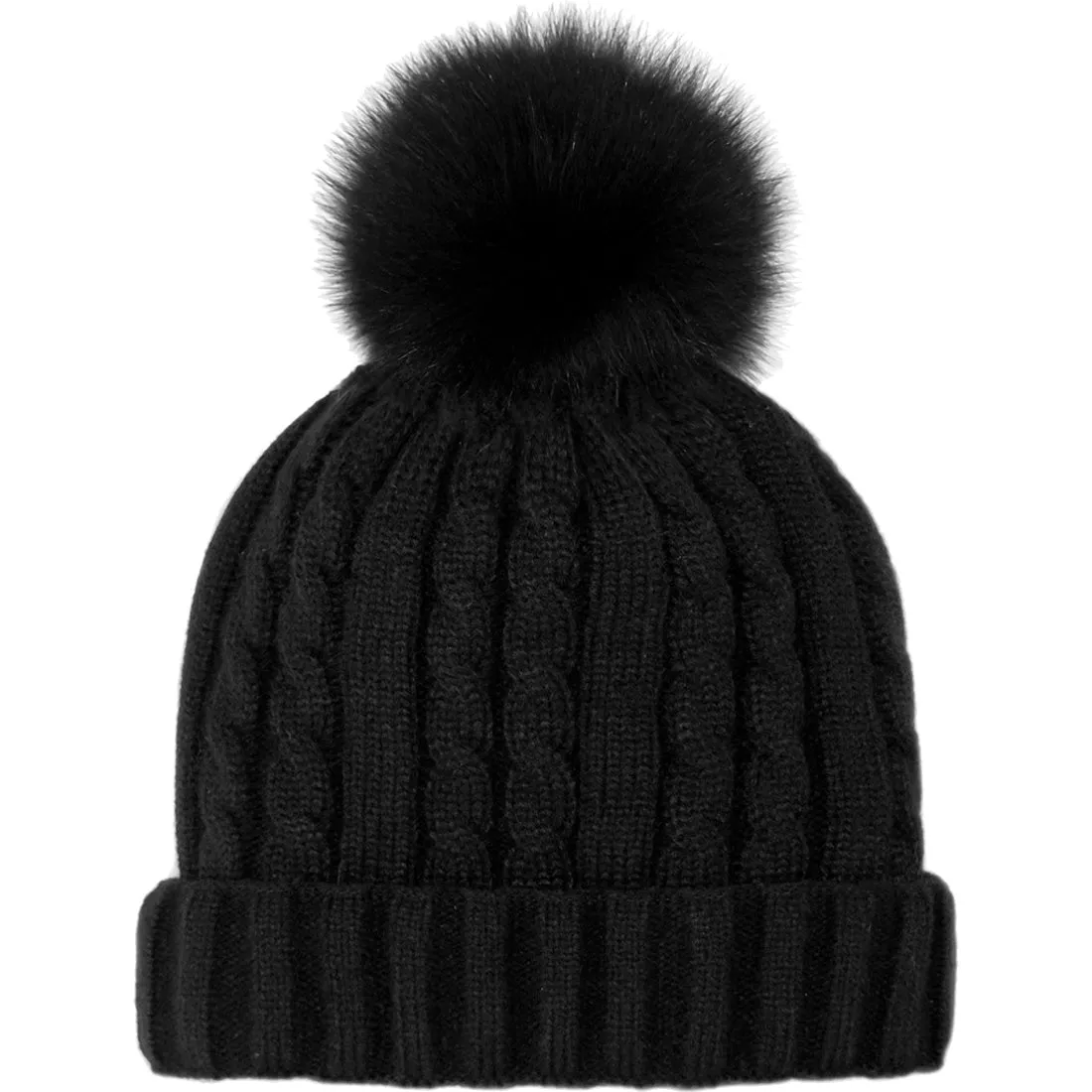 Mitchie's Matchings Fur Pom Knit Beanie - Women's