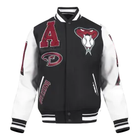 MLB ARIZONA DIAMONDBACKS MASHUP MEN'S RIB WOOL VARSITY JACKET (BLACK/WHITE)