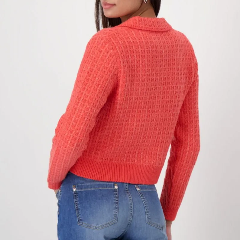 Monari Button Cardigan - Coral