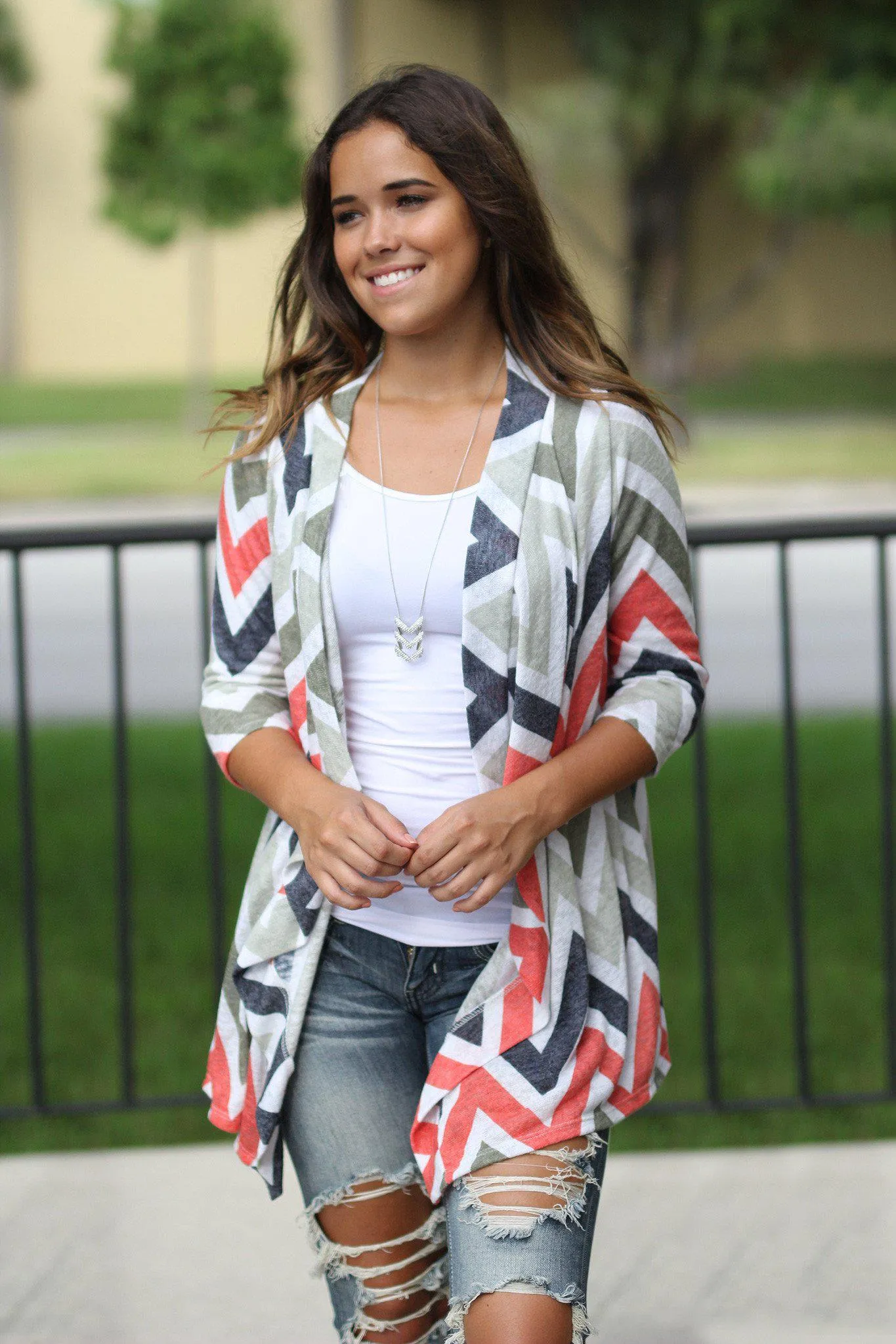 Multi Colored Chevron Cardigan