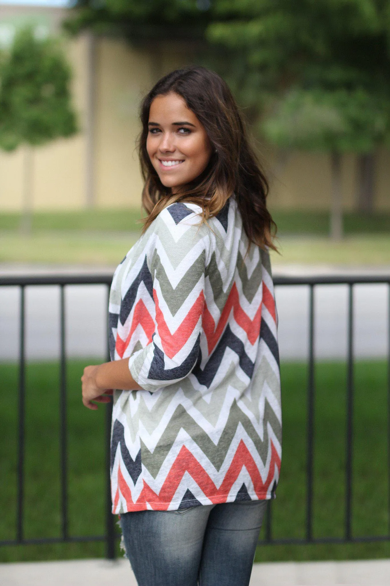 Multi Colored Chevron Cardigan