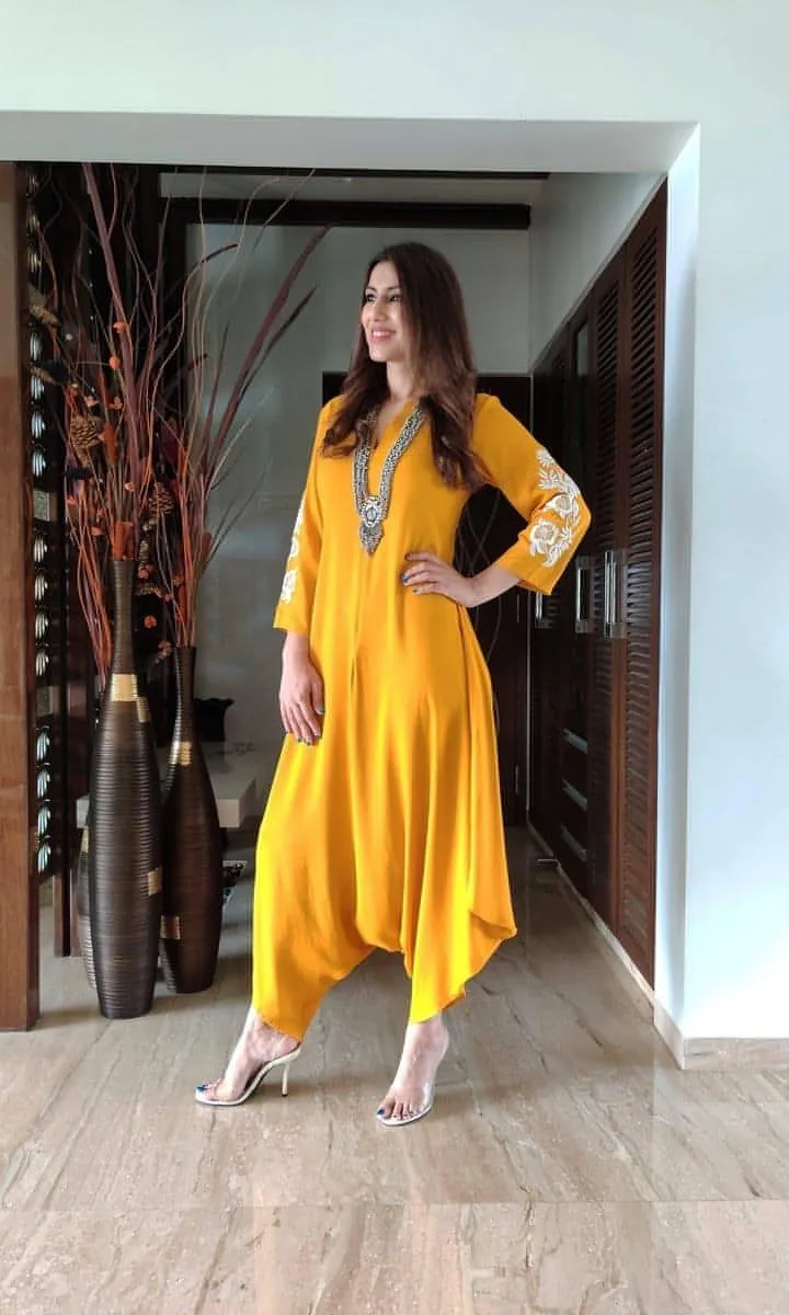 Mustard Embroidery Jumpsuit