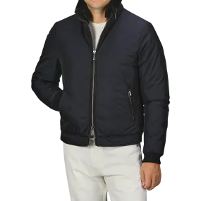 Navy Blue Nylon Down Padded Blouson