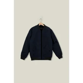 Navy Bomber Jacket With Zip